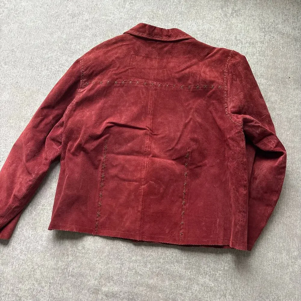 Red Suede Leather Jacket - Picture 6 of 6